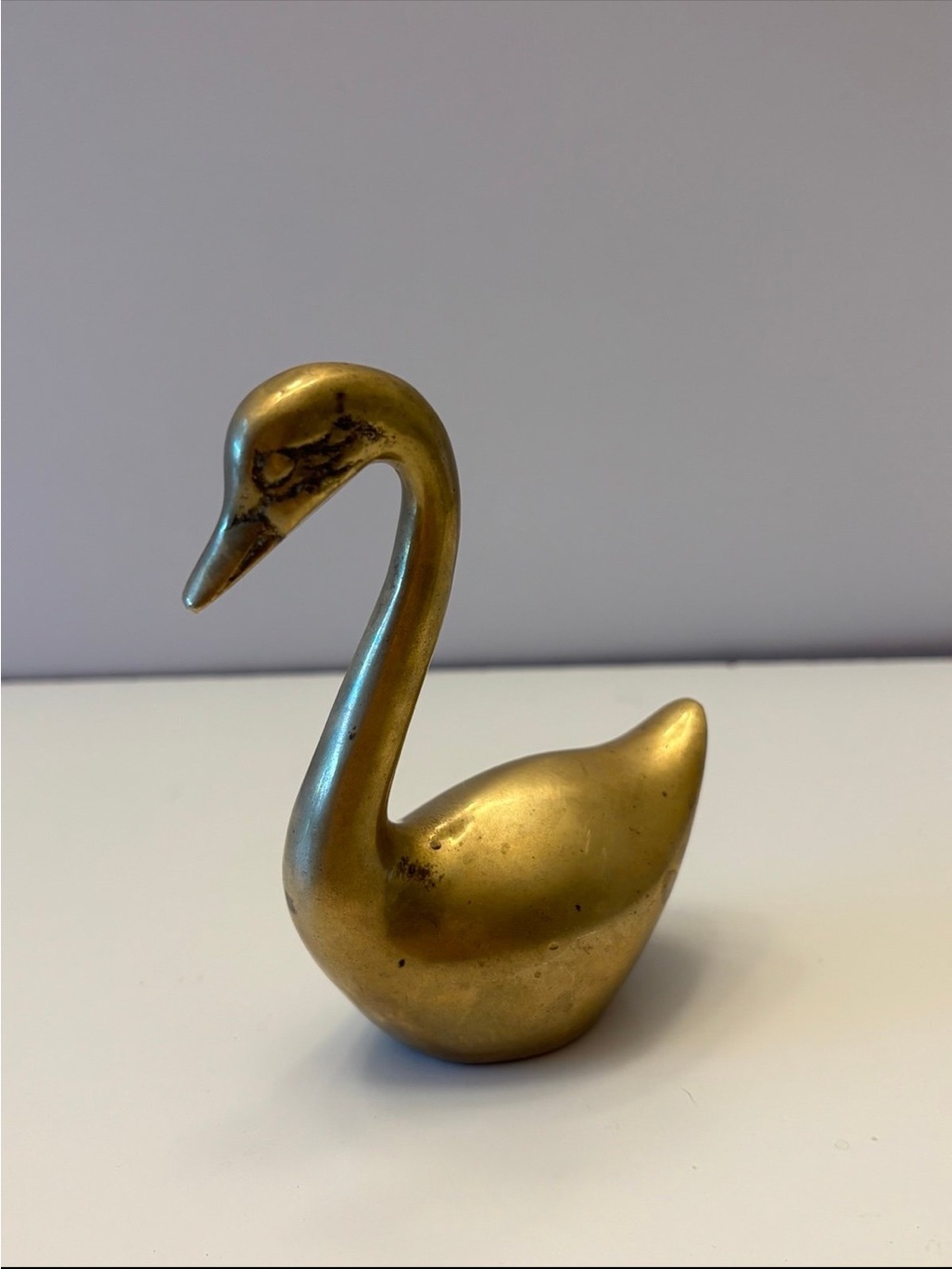 Vintage Solid brass small swan geese figure